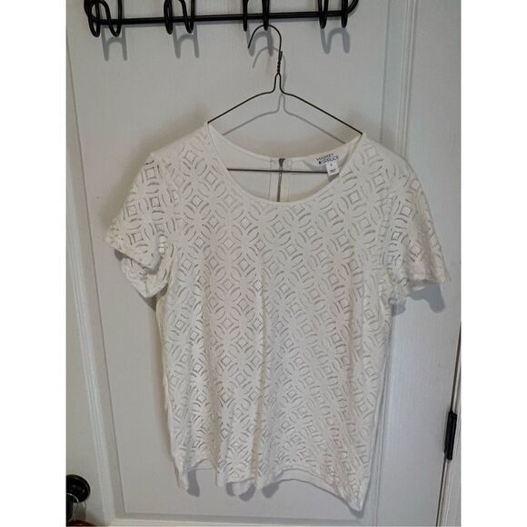 Market & Spruce White Lace blouse fully lined back zipper - Picture 1 of 7